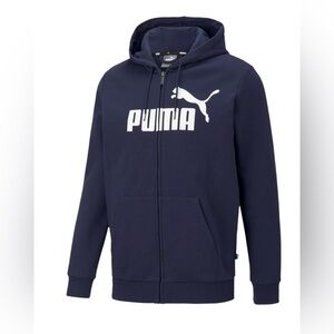 NEW PUMA Size M Dark Blue Full Zip Casual Hoodie LARGE LOGO